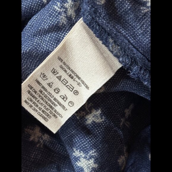 Free People Top Small Womens Blue Floral Cap Sleeve Front Pockets Blouse - Picture 7 of 7